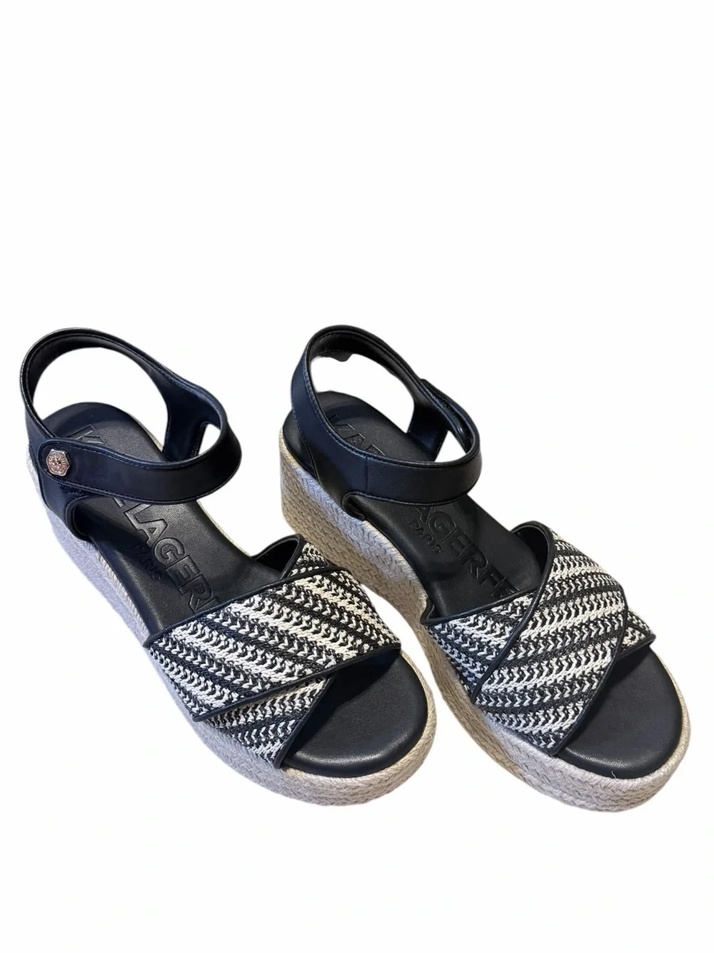 🌼🌟NIB KARL LAGERFELD PARIS Women's Celest Ankle-Strap Espadrille Platform Wedge